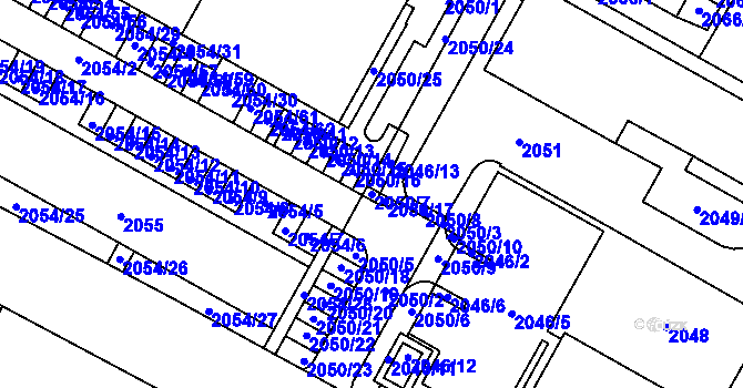 Parcela st. 2050/7 v KÚ Boskovice, Katastrální mapa