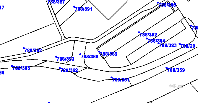 Parcela st. 788/389 v KÚ Boskovice, Katastrální mapa