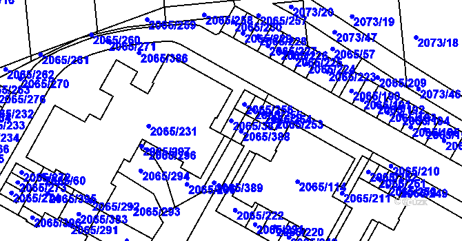 Parcela st. 2065/387 v KÚ Boskovice, Katastrální mapa