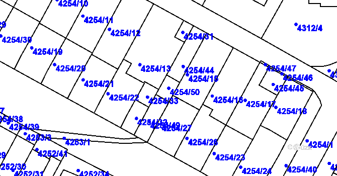 Parcela st. 4254/50 v KÚ Boskovice, Katastrální mapa