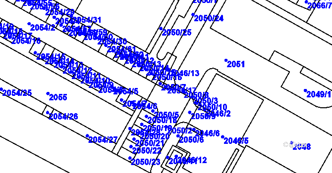 Parcela st. 2050/17 v KÚ Boskovice, Katastrální mapa