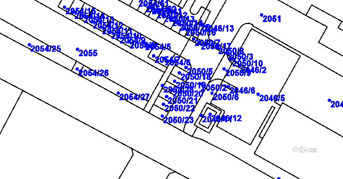 Parcela st. 2050/20 v KÚ Boskovice, Katastrální mapa