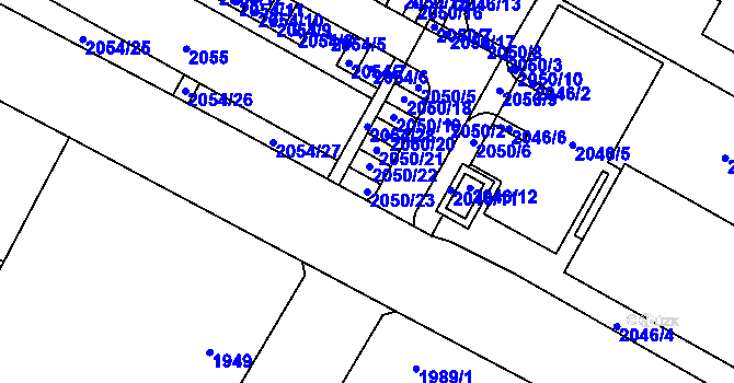 Parcela st. 2050/23 v KÚ Boskovice, Katastrální mapa