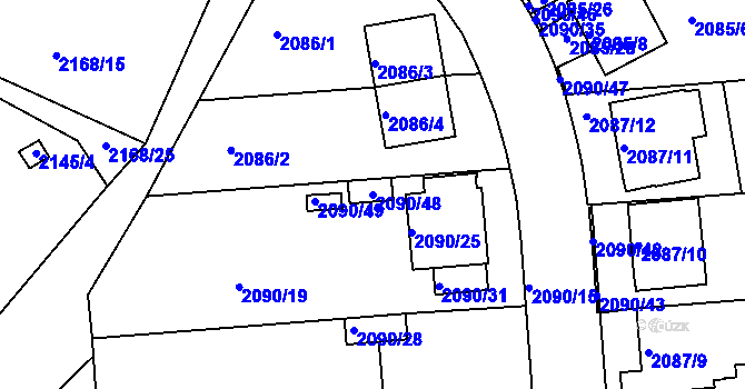 Parcela st. 2090/48 v KÚ Boskovice, Katastrální mapa