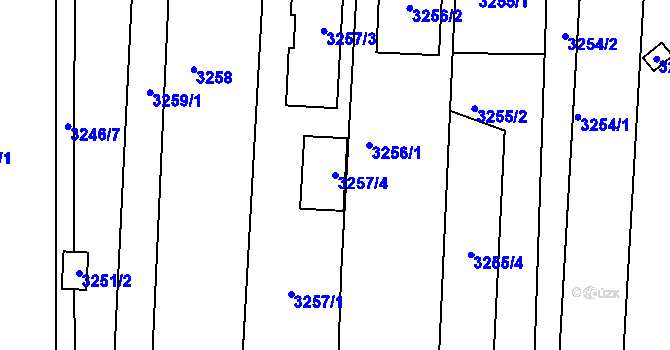 Parcela st. 3257/4 v KÚ Boskovice, Katastrální mapa