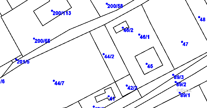 Parcela st. 44/2 v KÚ Hrádkov, Katastrální mapa