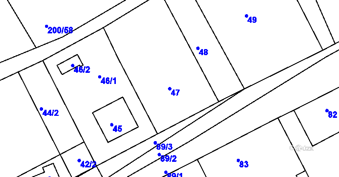 Parcela st. 47 v KÚ Hrádkov, Katastrální mapa