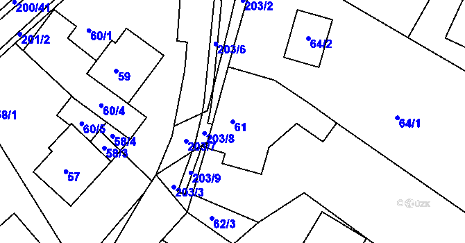 Parcela st. 61 v KÚ Hrádkov, Katastrální mapa