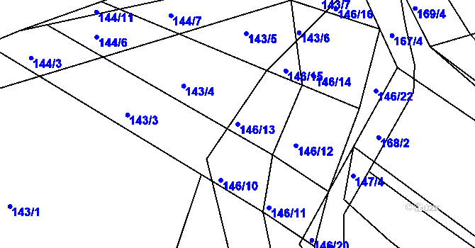 Parcela st. 146/13 v KÚ Hrádkov, Katastrální mapa