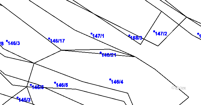 Parcela st. 146/21 v KÚ Hrádkov, Katastrální mapa