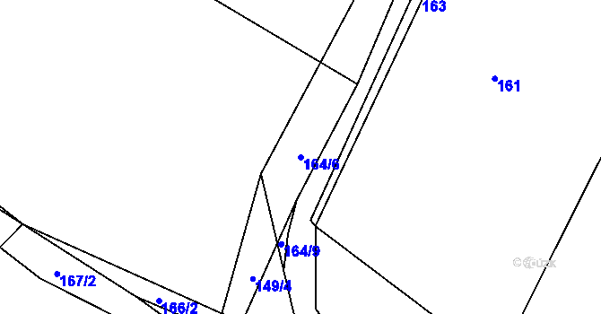 Parcela st. 164/6 v KÚ Hrádkov, Katastrální mapa
