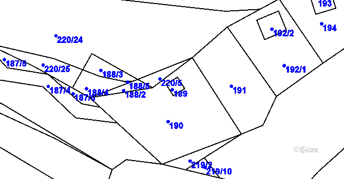 Parcela st. 189 v KÚ Hrádkov, Katastrální mapa