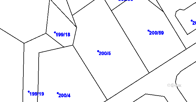 Parcela st. 200/5 v KÚ Hrádkov, Katastrální mapa