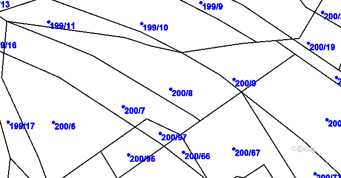 Parcela st. 200/8 v KÚ Hrádkov, Katastrální mapa