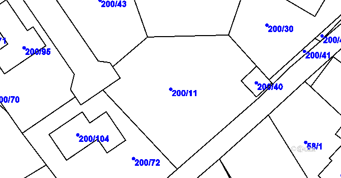 Parcela st. 200/11 v KÚ Hrádkov, Katastrální mapa
