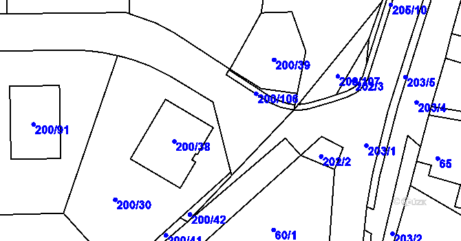 Parcela st. 200/14 v KÚ Hrádkov, Katastrální mapa