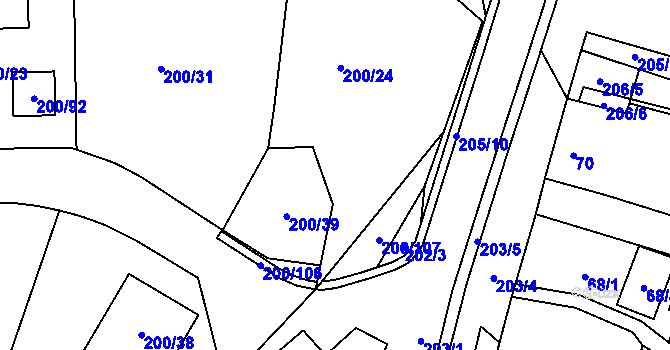 Parcela st. 200/15 v KÚ Hrádkov, Katastrální mapa