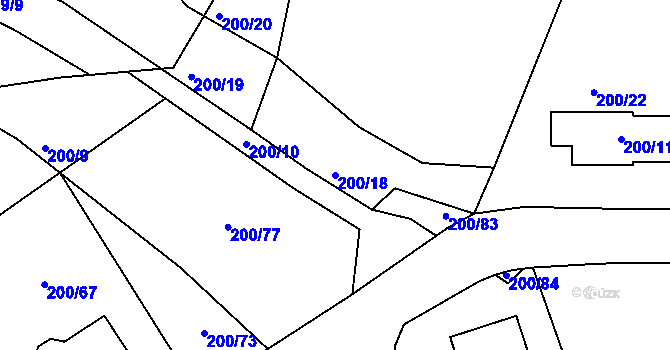 Parcela st. 200/18 v KÚ Hrádkov, Katastrální mapa