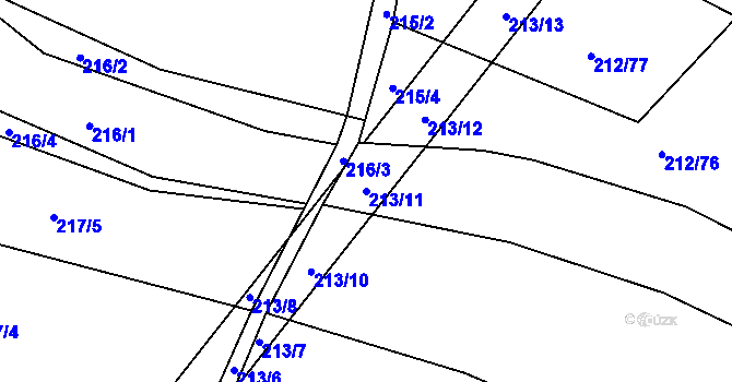 Parcela st. 213/11 v KÚ Hrádkov, Katastrální mapa