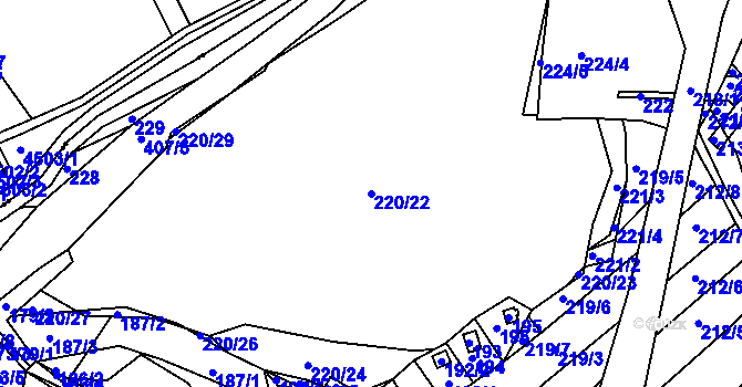 Parcela st. 220/22 v KÚ Hrádkov, Katastrální mapa