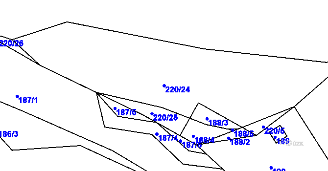 Parcela st. 220/24 v KÚ Hrádkov, Katastrální mapa