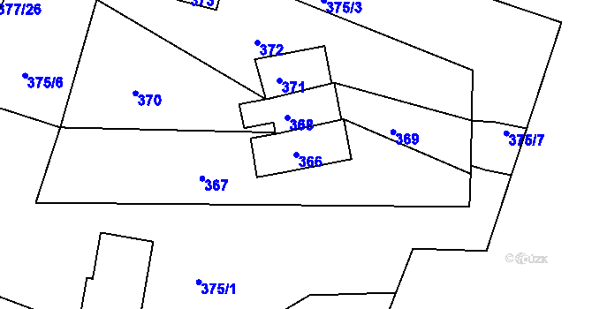 Parcela st. 366 v KÚ Hrádkov, Katastrální mapa