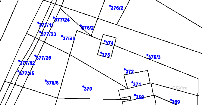 Parcela st. 373 v KÚ Hrádkov, Katastrální mapa