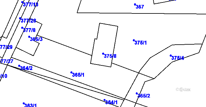 Parcela st. 375/8 v KÚ Hrádkov, Katastrální mapa
