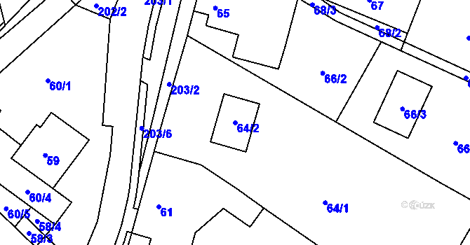Parcela st. 64/2 v KÚ Hrádkov, Katastrální mapa