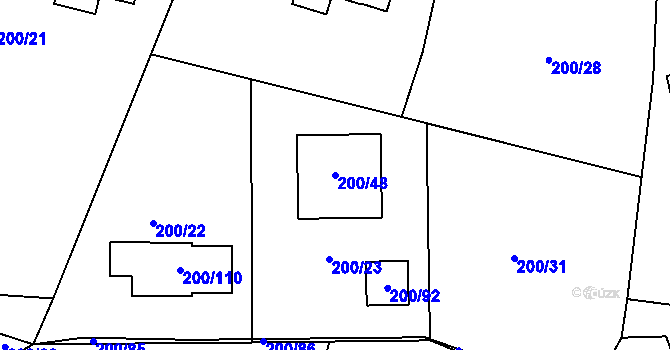 Parcela st. 200/48 v KÚ Hrádkov, Katastrální mapa