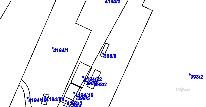 Parcela st. 398/6 v KÚ Hrádkov, Katastrální mapa