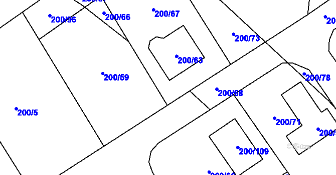 Parcela st. 200/63 v KÚ Hrádkov, Katastrální mapa