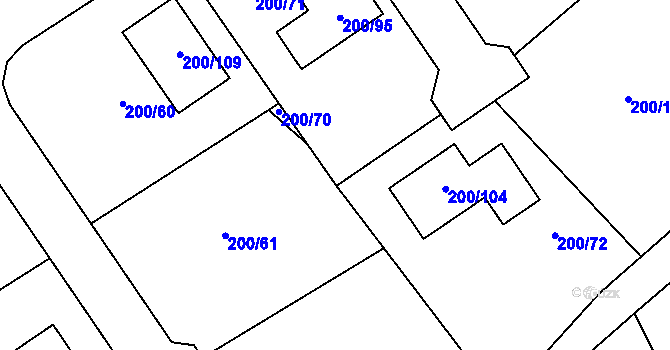 Parcela st. 200/64 v KÚ Hrádkov, Katastrální mapa