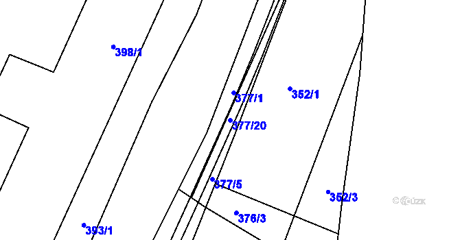 Parcela st. 377/20 v KÚ Hrádkov, Katastrální mapa