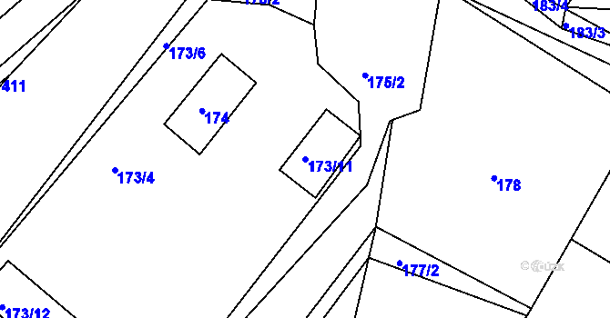 Parcela st. 173/11 v KÚ Hrádkov, Katastrální mapa
