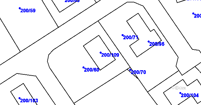 Parcela st. 200/109 v KÚ Hrádkov, Katastrální mapa