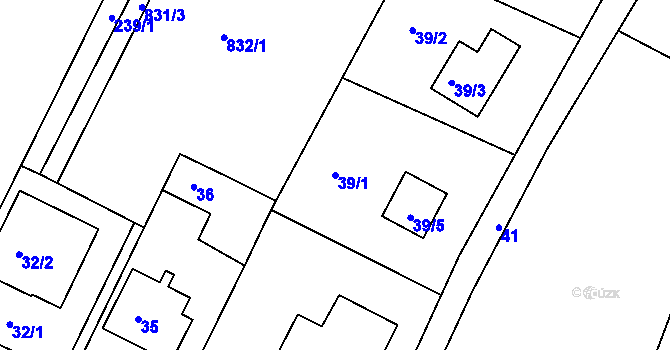 Parcela st. 39/1 v KÚ Mladkov u Boskovic, Katastrální mapa