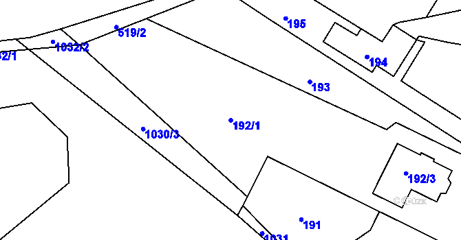 Parcela st. 192/1 v KÚ Mladkov u Boskovic, Katastrální mapa