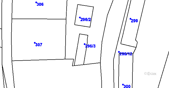 Parcela st. 296/3 v KÚ Mladkov u Boskovic, Katastrální mapa