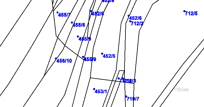 Parcela st. 452/5 v KÚ Mladkov u Boskovic, Katastrální mapa