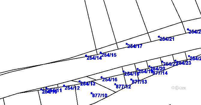 Parcela st. 254/15 v KÚ Mladkov u Boskovic, Katastrální mapa