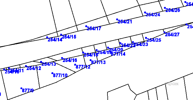 Parcela st. 254/19 v KÚ Mladkov u Boskovic, Katastrální mapa