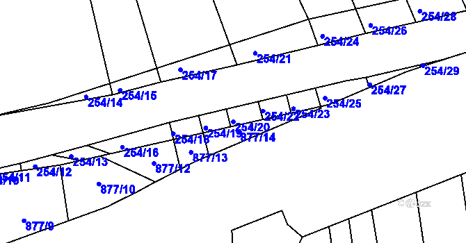 Parcela st. 254/20 v KÚ Mladkov u Boskovic, Katastrální mapa