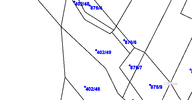 Parcela st. 402/49 v KÚ Mladkov u Boskovic, Katastrální mapa