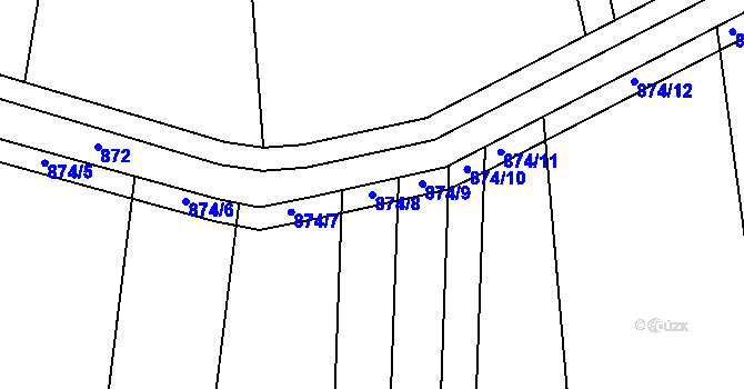 Parcela st. 874/8 v KÚ Mladkov u Boskovic, Katastrální mapa