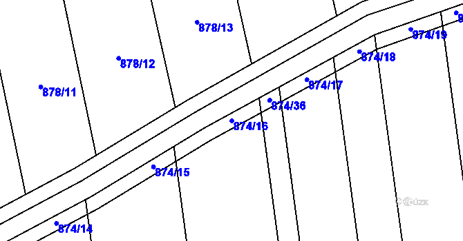Parcela st. 874/16 v KÚ Mladkov u Boskovic, Katastrální mapa