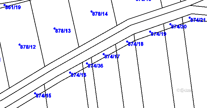 Parcela st. 874/17 v KÚ Mladkov u Boskovic, Katastrální mapa