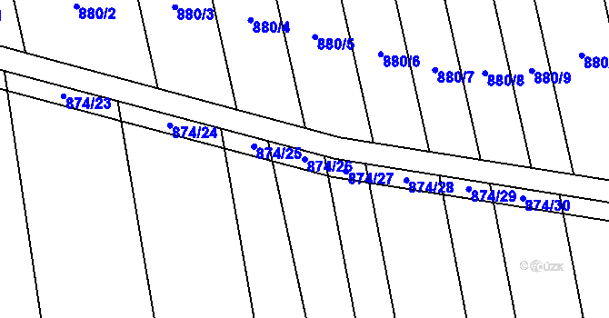 Parcela st. 874/26 v KÚ Mladkov u Boskovic, Katastrální mapa
