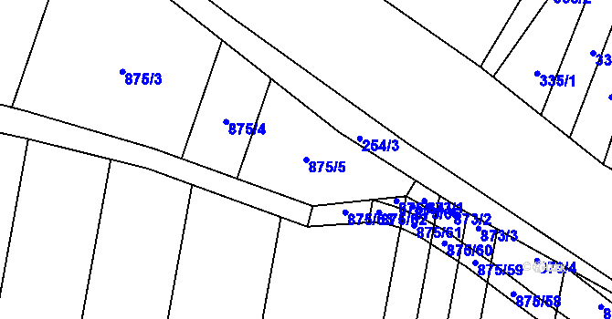 Parcela st. 875/5 v KÚ Mladkov u Boskovic, Katastrální mapa