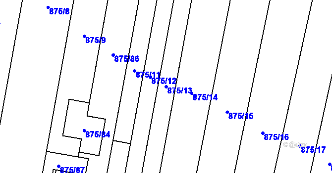 Parcela st. 875/13 v KÚ Mladkov u Boskovic, Katastrální mapa